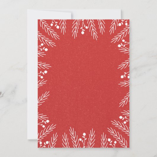 Modern rood en wit bloemen kerstfeest kaart (Achterkant)