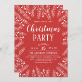 Modern rood en wit bloemen kerstfeest kaart (Voorkant / Achterkant)