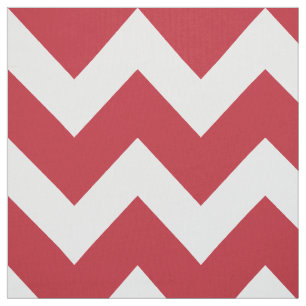 Modern rood en wit chevron strepenpatroon stof