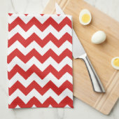 Modern rood en wit Chevron Zigzag Patroon Theedoek (Quarter Fold)