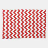 Modern rood en wit Chevron Zigzag Patroon Theedoek (Horizontaal)