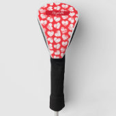 Modern Rood en Wit Doodled Heart Valentijn Naam Golfheadcover (Voorkant)