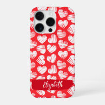 Modern Rood en Wit Doodled Heart Valentijn Naam