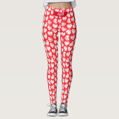 Modern Rood en Wit Doodled Heart Valentijn Naam Leggings (Voorkant)