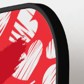 Modern Rood en Wit Doodled Heart Valentijn Naam Pickleball Paddle (Links Detail)