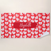 Modern Rood en Wit Doodled Heart Valentijn Naam