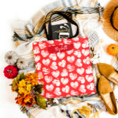 Modern Rood en Wit Doodled Heart Valentijn Naam Tote Bag