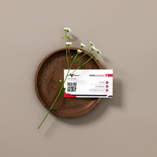 Modern rood en wit elegant visitekaartje