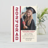 Modern, Rood en Wit Foto Afstuderen Kaart (Staand voorkant)