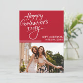Modern rood en wit Galentines Day Party Foto Kaart (Staand voorkant)