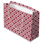 Modern rood en wit geometrisch monogram en naam large cadeautasje (Achterkant Gekanteld)