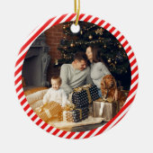 Modern rood en wit gestreept keramisch ornament (Voorkant)