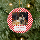 Modern rood en wit gestreept keramisch ornament