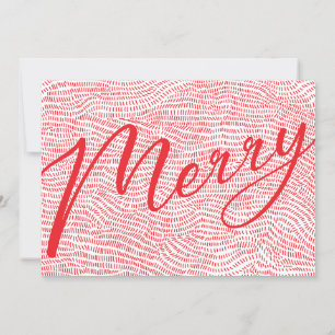 Modern rood en wit kerstLijst Foto Happy Hol Feestdagenkaart