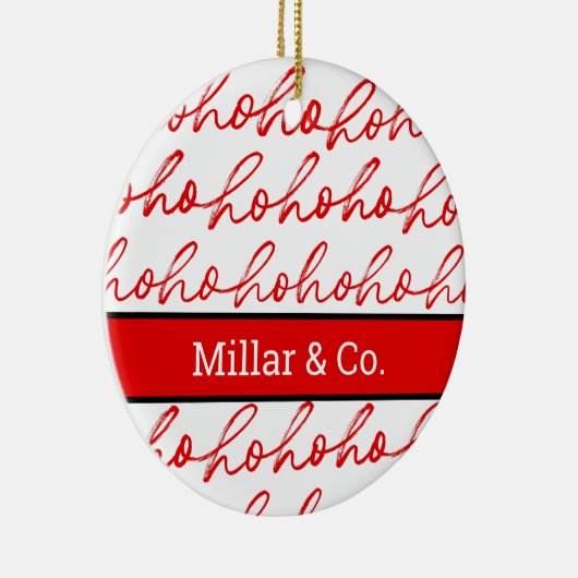 Modern rood en wit kerstpatroon keramisch ornament (Rechts)