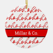 Modern rood en wit kerstpatroon keramisch ornament (Voorkant)