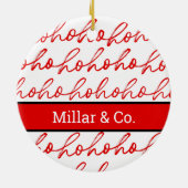 Modern rood en wit kerstpatroon keramisch ornament (Achterkant)