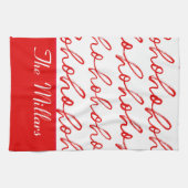 Modern rood en wit kerstpatroon theedoek (Horizontaal)