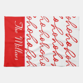 Modern rood en wit kerstpatroon theedoek