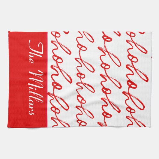 Modern rood en wit kerstpatroon theedoek (Horizontaal)