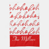 Modern rood en wit kerstpatroon theedoek (Verticaal)