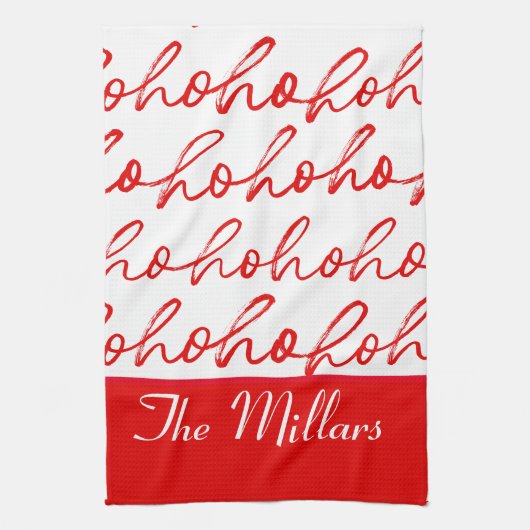 Modern rood en wit kerstpatroon theedoek (Verticaal)