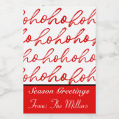 Modern rood en wit kerstpatroon wijn etiket (Enkel label)