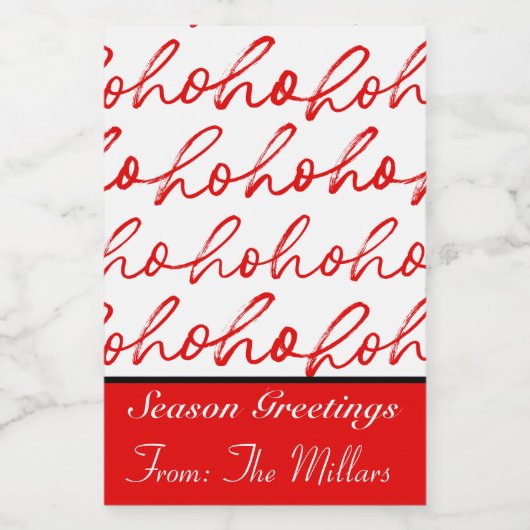 Modern rood en wit kerstpatroon wijn etiket (Enkel label)