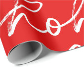 Modern rood en wit kerstscript patroon cadeaupapier (Rol Hoek)