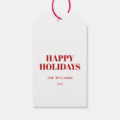 Modern Rood en Wit Prettige Feestdagen Cadeaulabel (Achterkant)