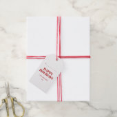 Modern Rood en Wit Prettige Feestdagen Cadeaulabel (Met Touw)