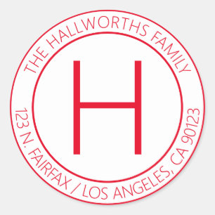 Modern rood en wit retouradres of product ronde sticker