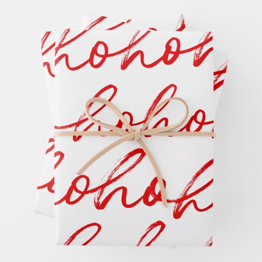 Modern Rood en wit Script Kerstpatroon Inpakpapier Vel (In situ)