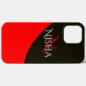 Modern rood en zwart abstract monogram Case-Mate iPhone case (Achterkant (horizontaal))