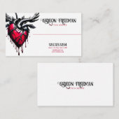 Modern rood en zwart druipend hart Tattoo artiest Visitekaartje (Voorkant / Achterkant)