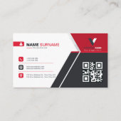 Modern rood en zwart elegant visitekaartje (Achterkant)