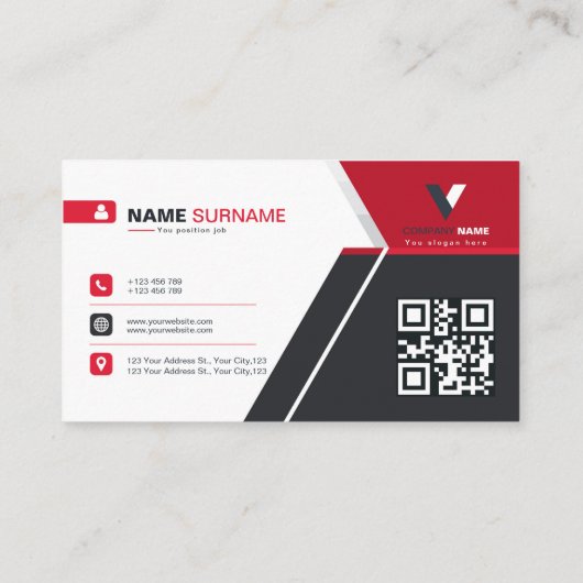 Modern rood en zwart elegant visitekaartje (Achterkant)