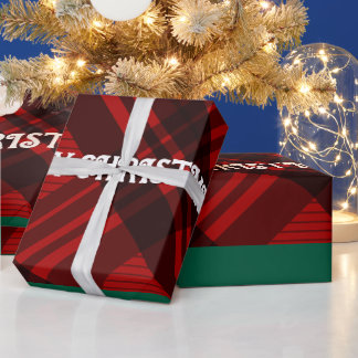 Modern rood en zwart geruit  Cadeaupapier