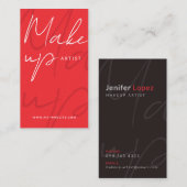Modern rood en zwart make-up artiest Visitekaartje (Voorkant / Achterkant)