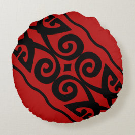 Modern rood en zwart patroon rond kussen