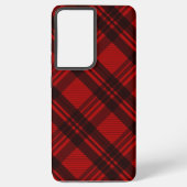 Modern rood en zwart plaid samsung galaxy hoesje (Achterkant)