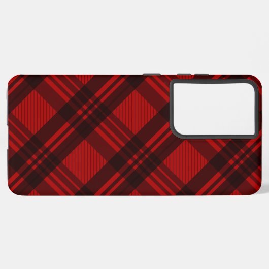 Modern rood en zwart plaid samsung galaxy hoesje (Linkerkant)