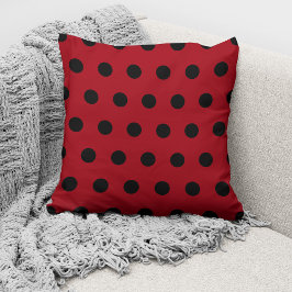 Modern rood en zwart polka dots patroon kussen