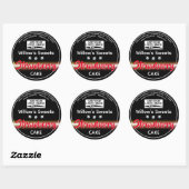 Modern Rood en Zwart Rhinestone Cake Pastry Label (Vel)