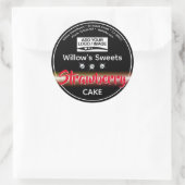Modern Rood en Zwart Rhinestone Cake Pastry Label (Tas)