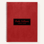 Modern rood faux leer notitieboek (Voorkant)