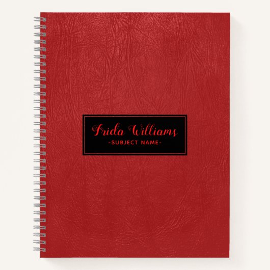 Modern rood faux leer notitieboek (Voorkant)