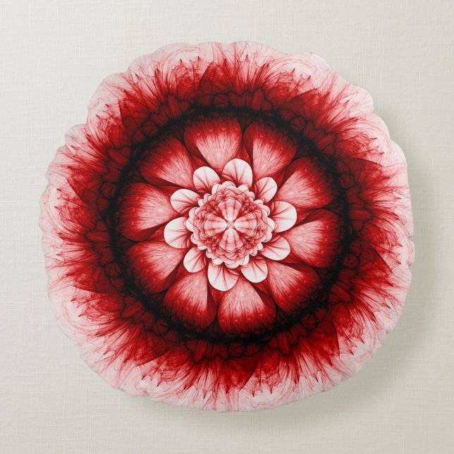 modern rood floreel patroon rond kussen (Voorkant)