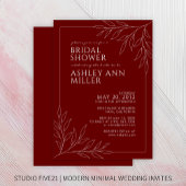Modern rood gebladerte omtrek bruiloft Vrijgezelle Kaart