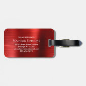 Modern Rood Geborsteld Metalen Folie Script Monogr Bagagelabel (Achterkant horizontaal)